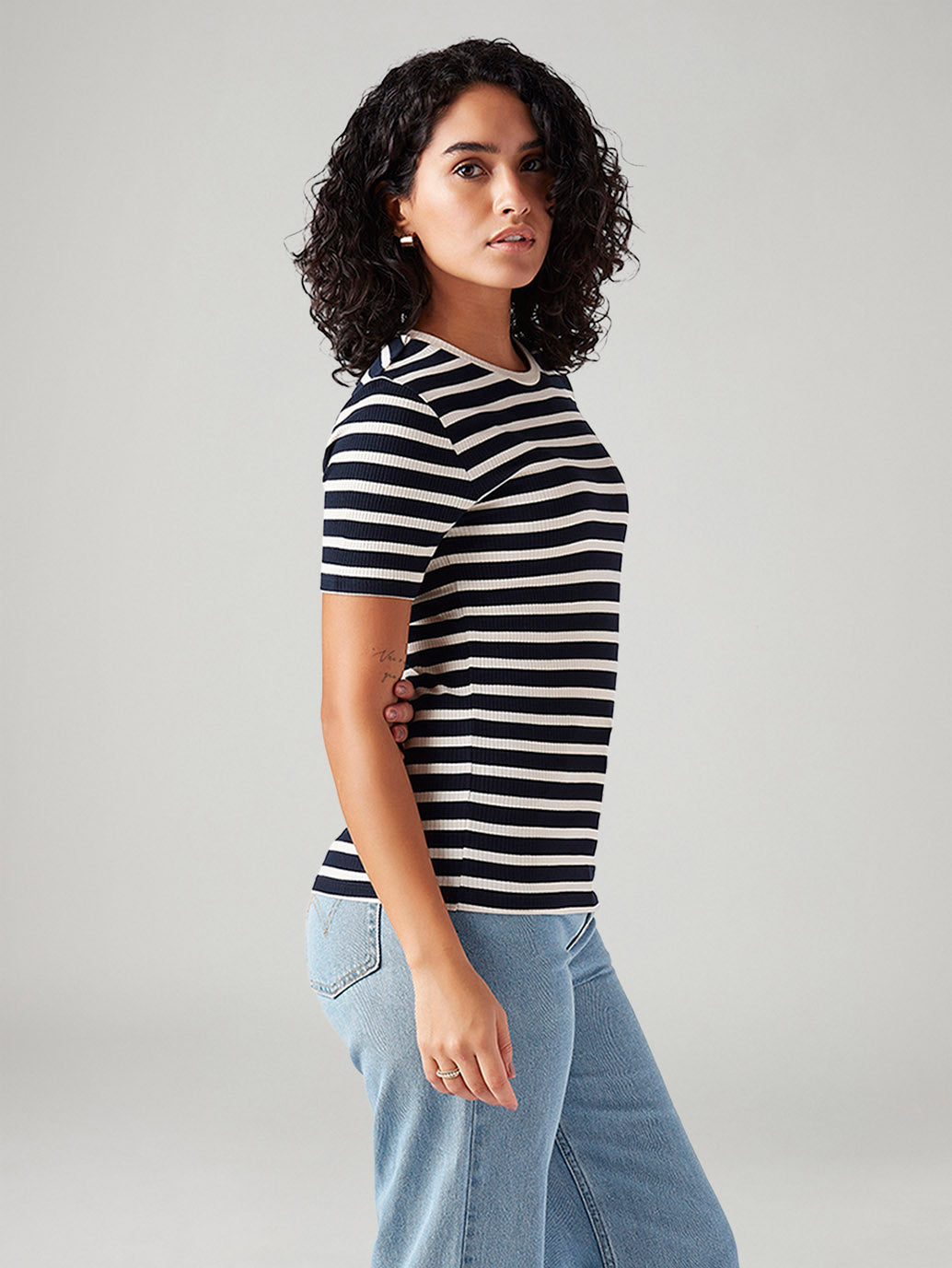 Women's Striped Slim Fit T-Shirt - Side View