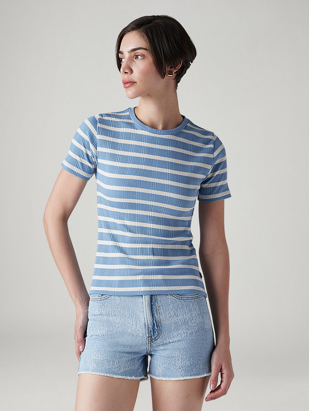Women's Striped Slim Fit T-Shirt - Front View
