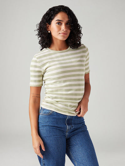 levi's Women's Striped Slim Fit Ribbed Top-picture-11