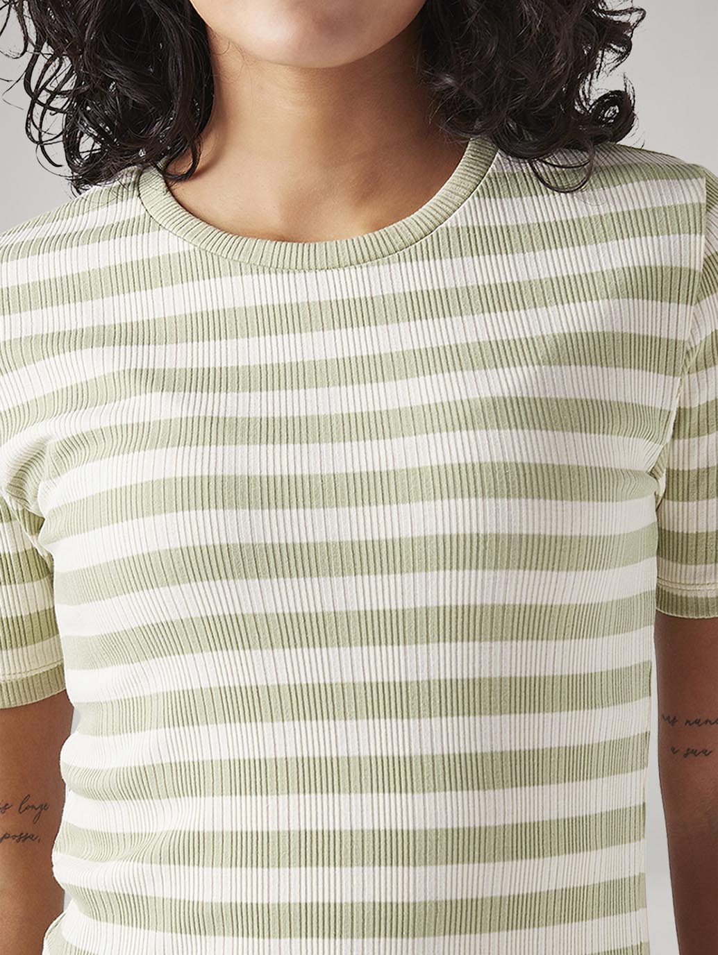 Women's Striped Slim Fit Ribbed Top - 20 View