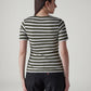 Women's Striped Olive Slim Fit Ribbed T-shirt - Back View