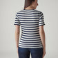Women's Striped White Slim Fit Ribbed T-shirt - Back View