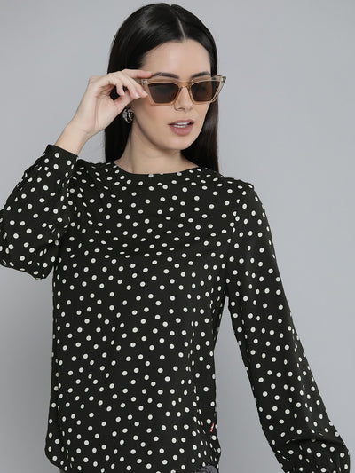 Women's Polka Dot Round Neck Top