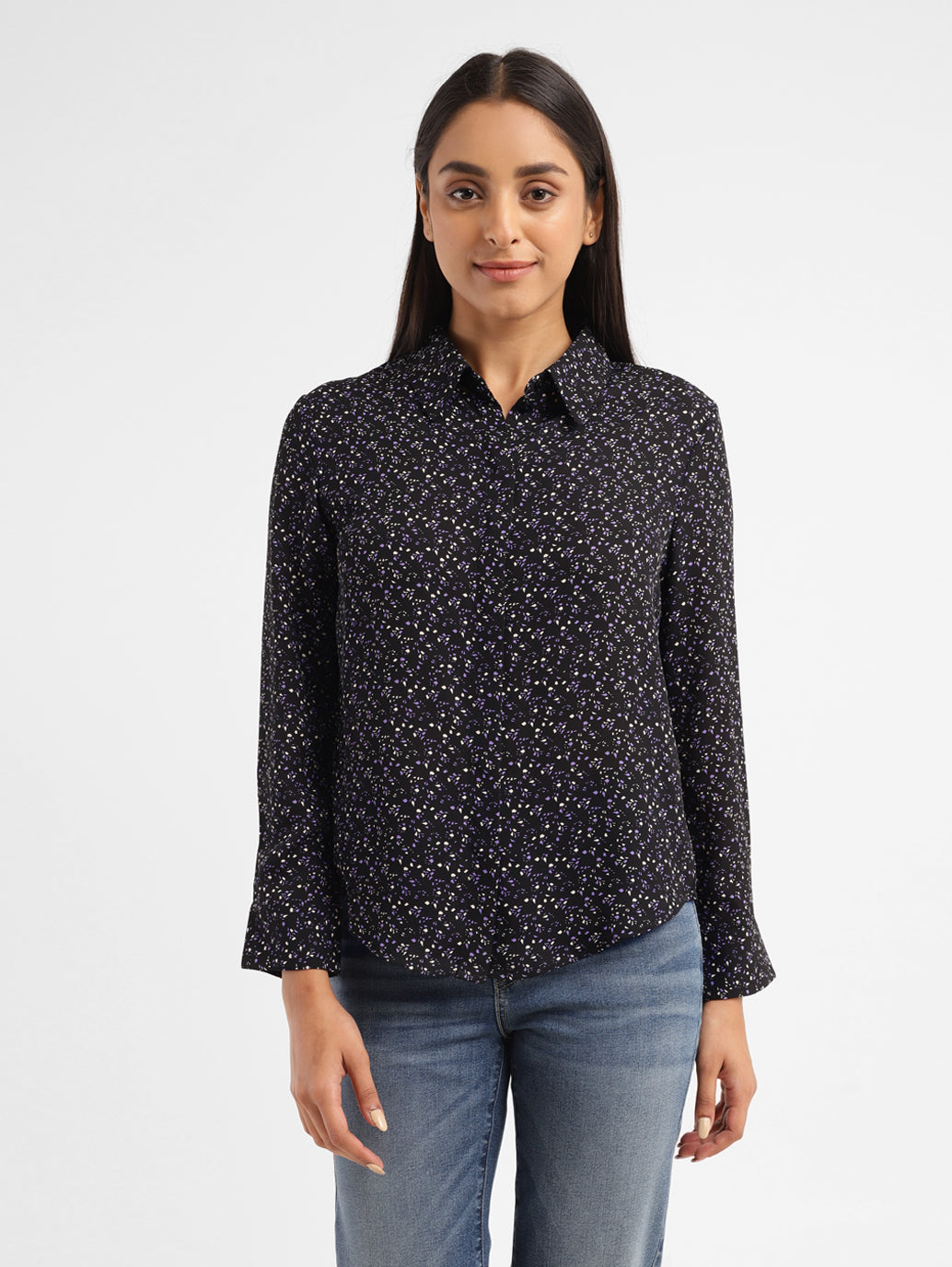 Women's Printed Shirt Collar Shirt