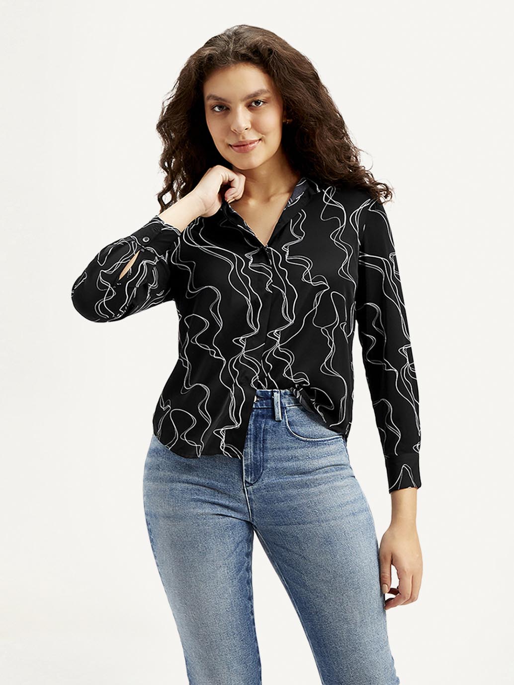 Women's Abstract Spread Collar Shirt