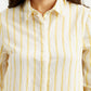 Women's Striped Yellow Spread Collar Shirt - Detail View