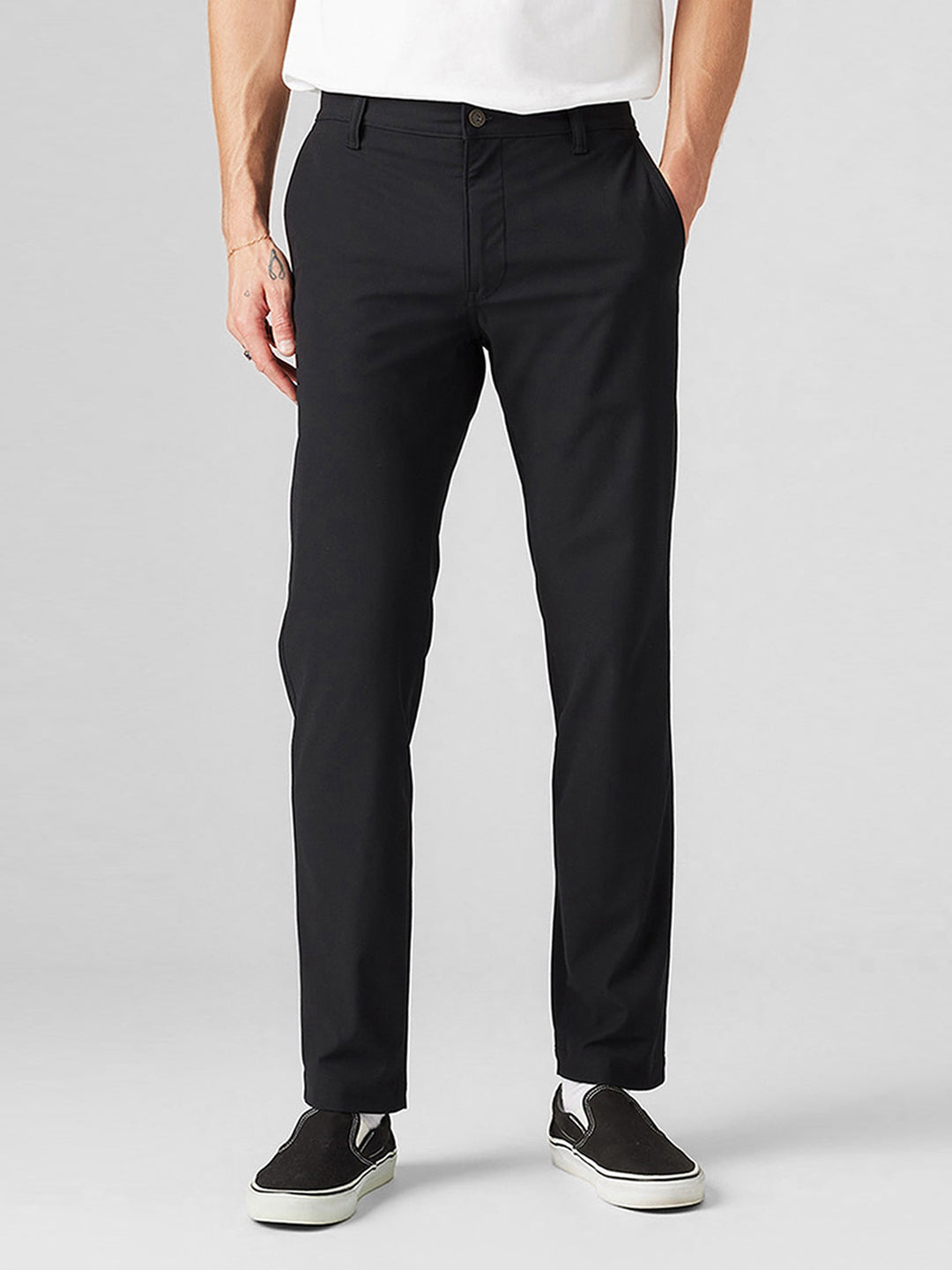 Men's Black Regular Fit Chinos