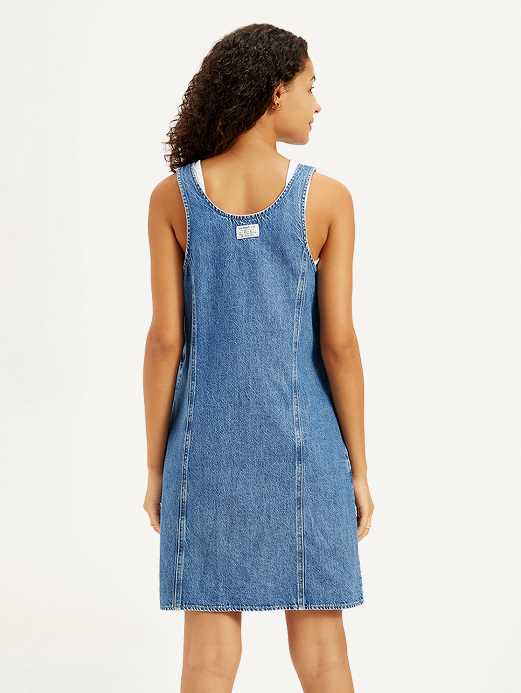 Women's Solid Blue Scoop Neck Denim Dress - e82a4067-50e2-41a6-9b1c-04a0ab504087 View