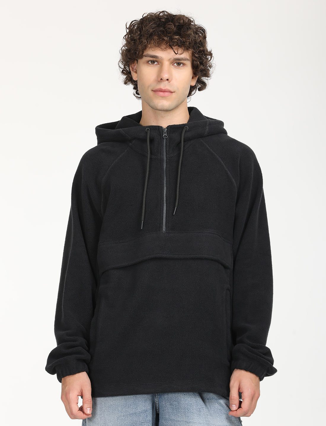 Men's Solid Charcoal Grey Hooded Sweatshirt