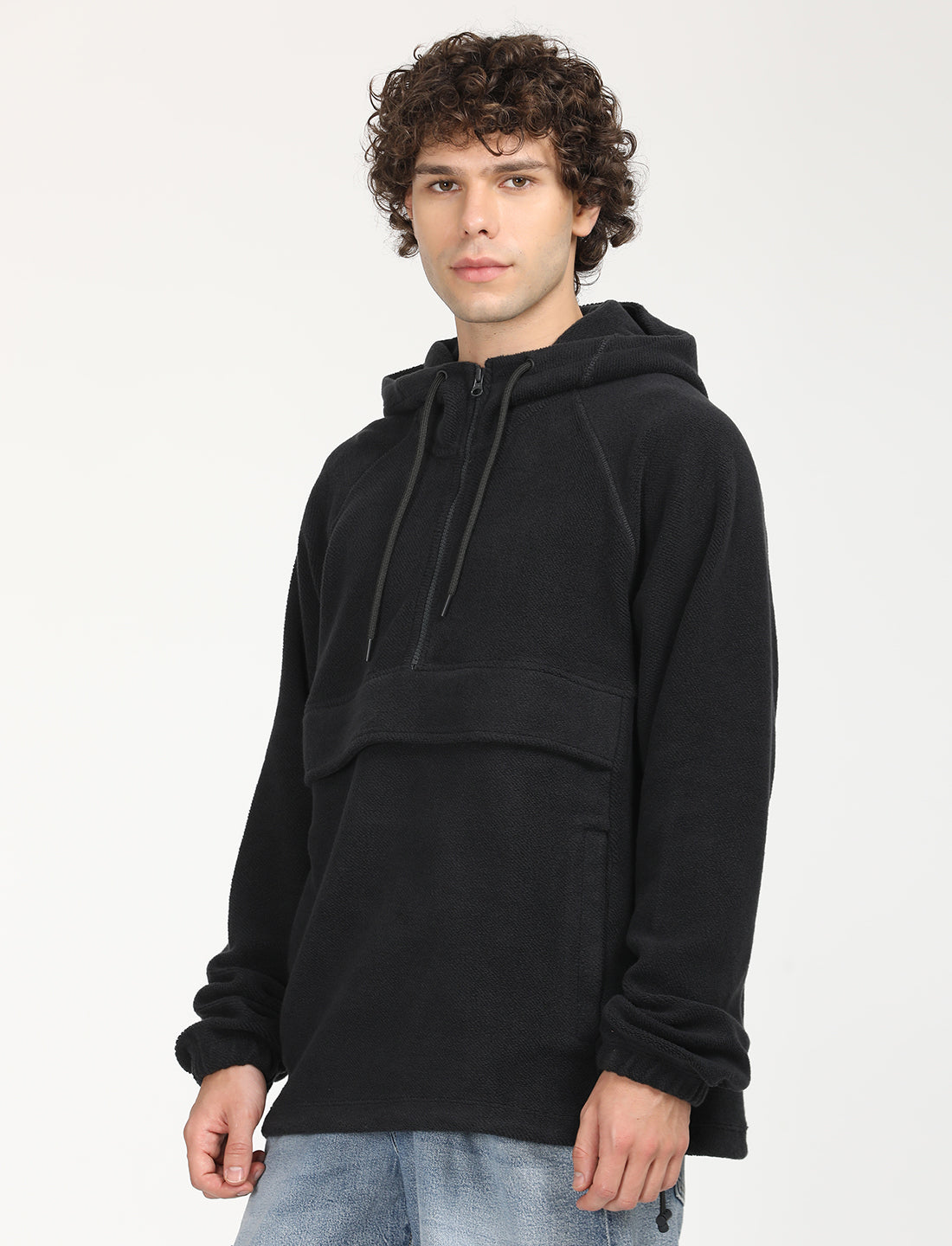 Men's Solid Charcoal Grey Hooded Sweatshirt