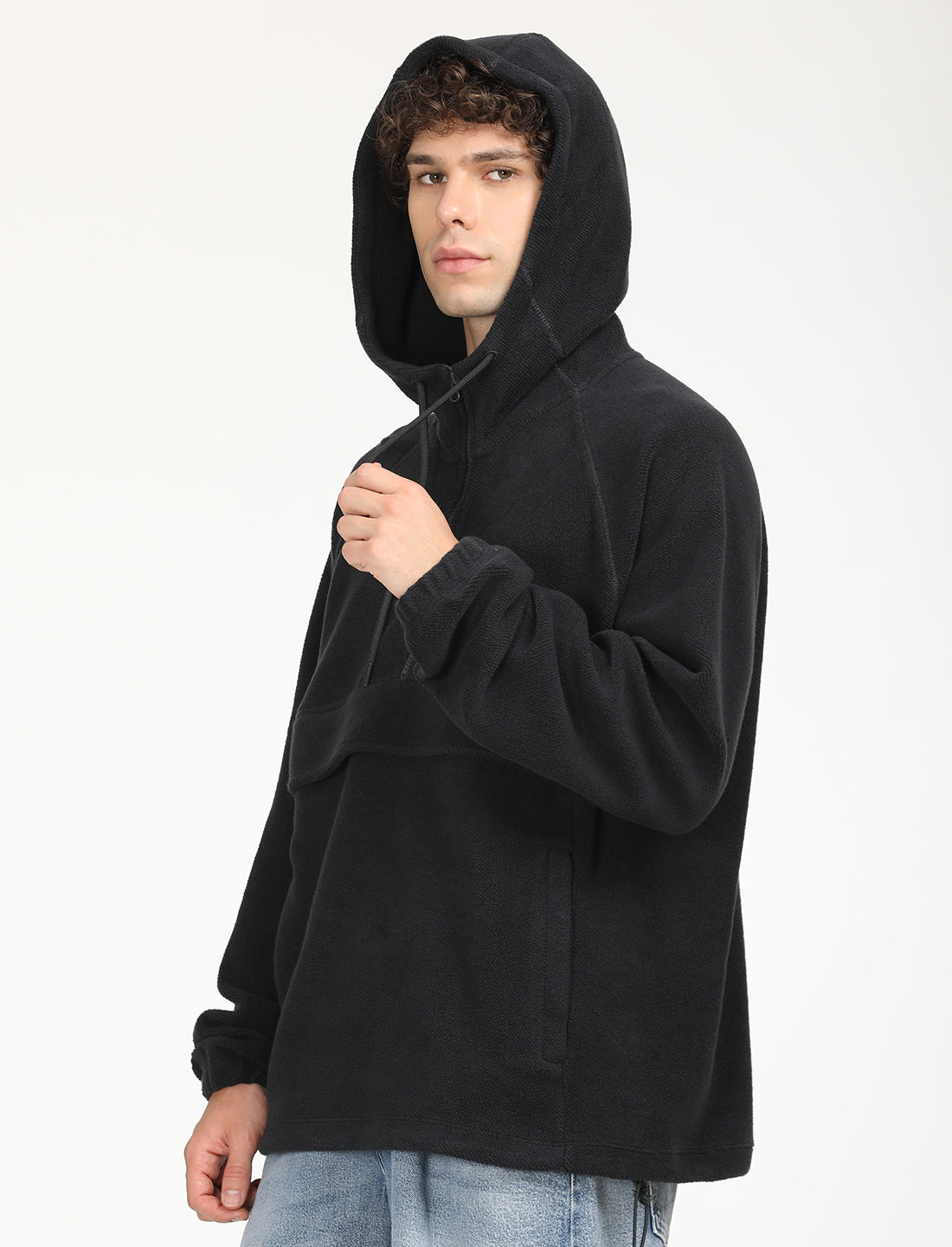 Men's Solid Charcoal Grey Hooded Sweatshirt