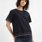 Women's Solid Indigo Round Neck Top