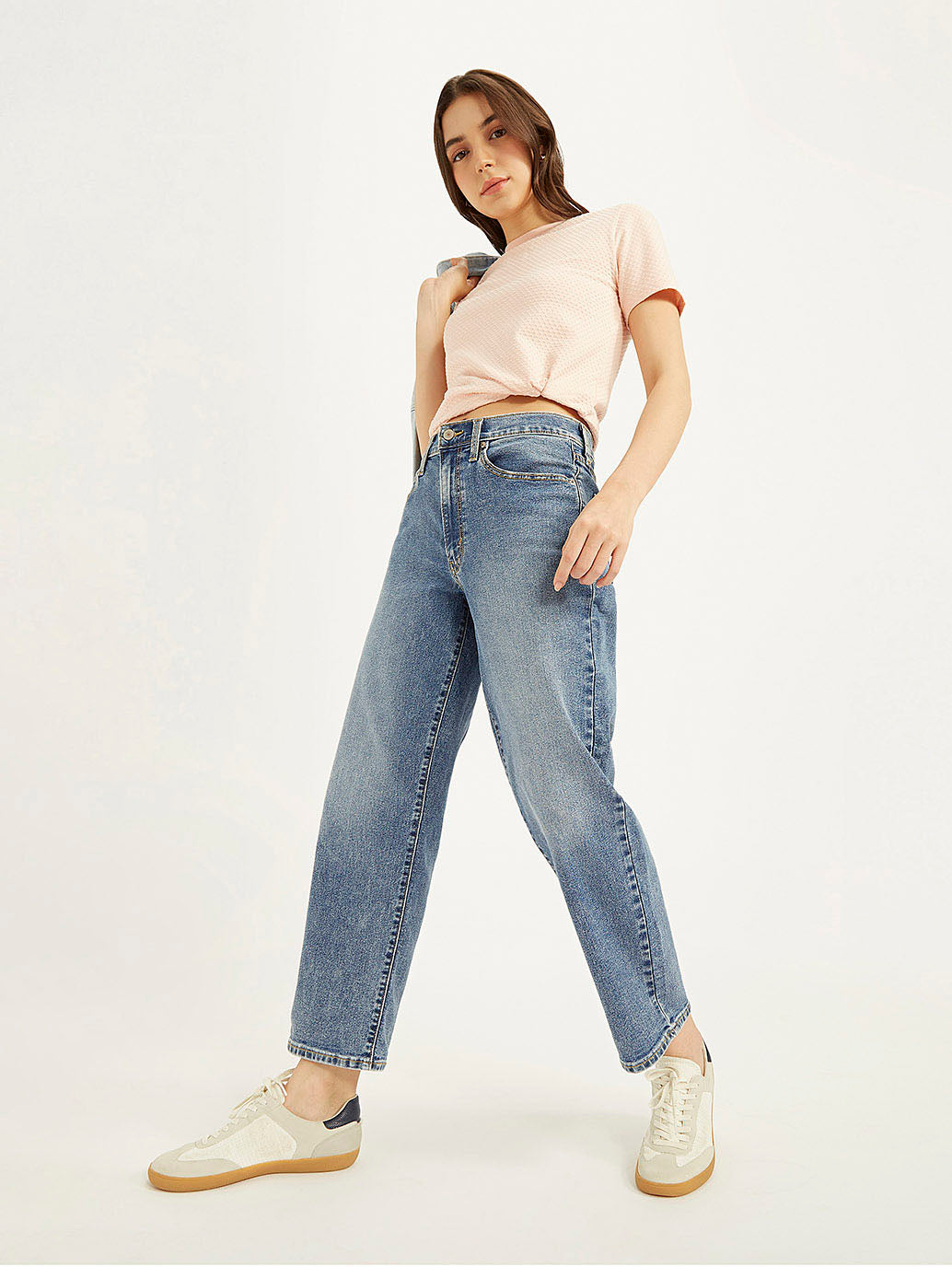 Women's 94 Blue Baggy Fit Mid Rise Jeans