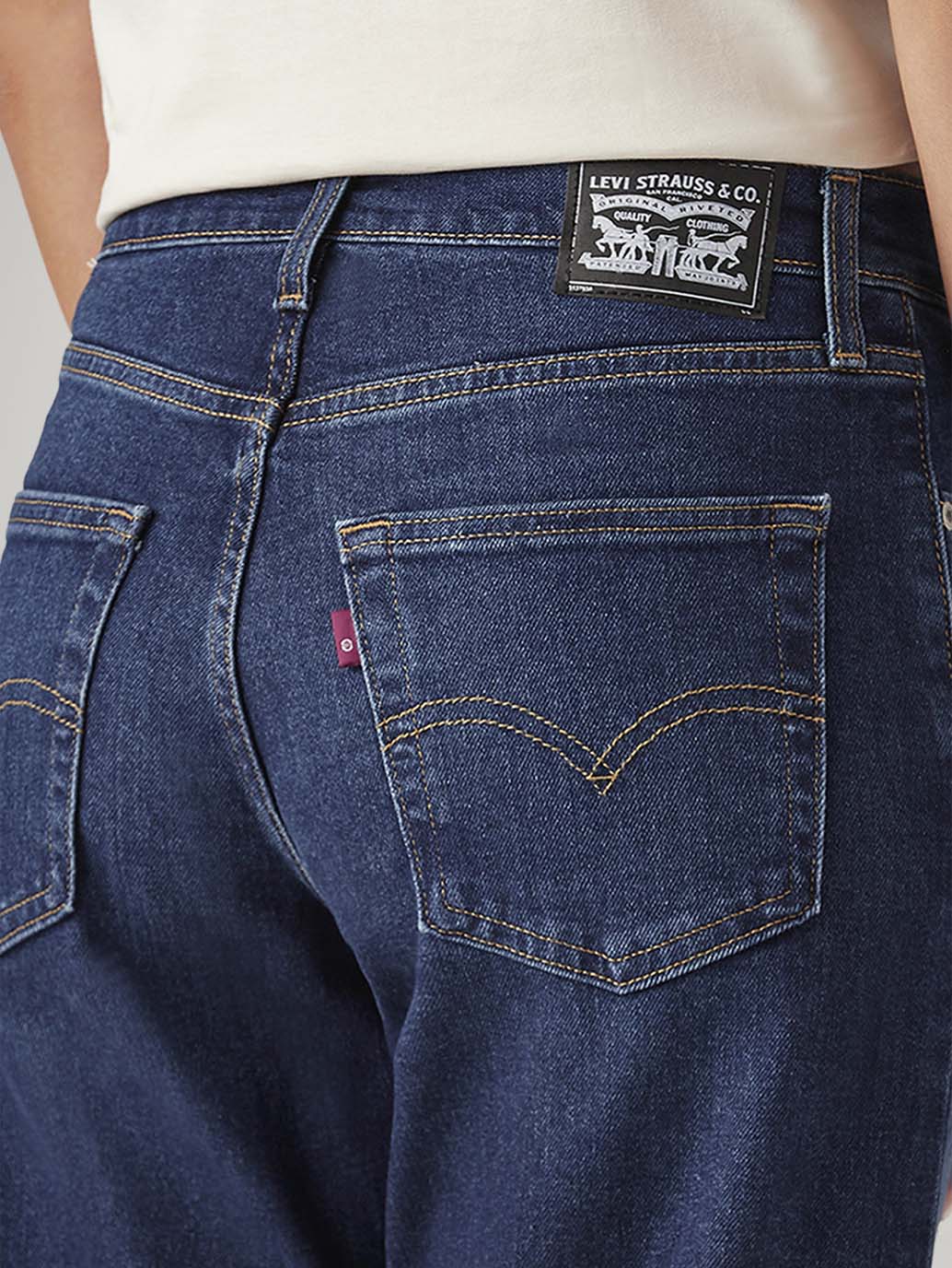 Women's 94 Dark Indigo Baggy Fit Mid Rise Tinted Jeans - Detail View