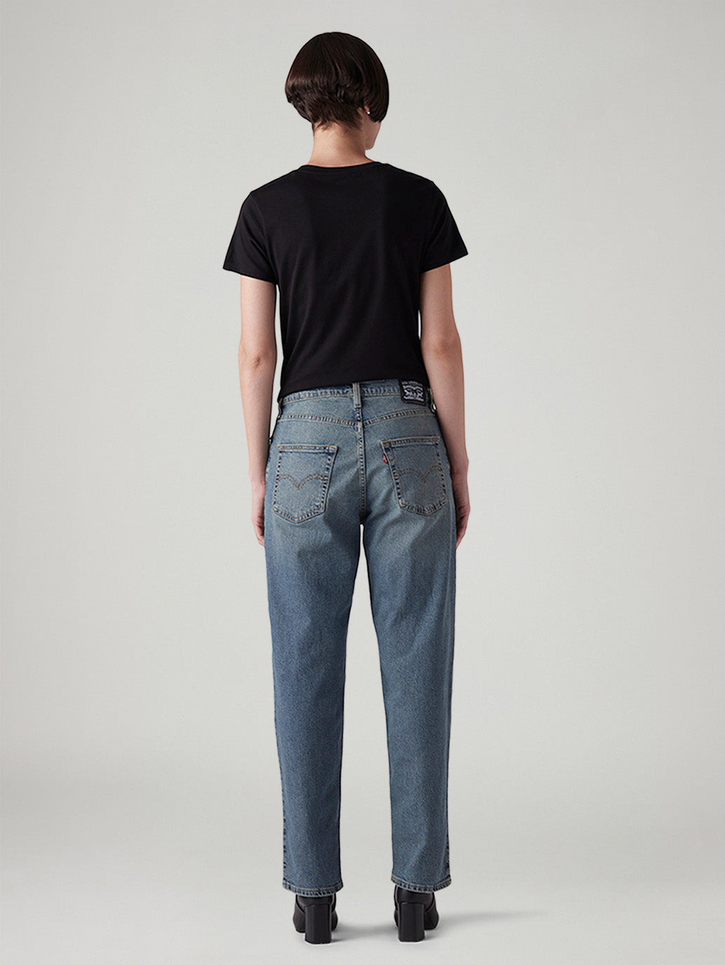 Women's 94 Blue Baggy Fit Mid Rise Jeans - Back View