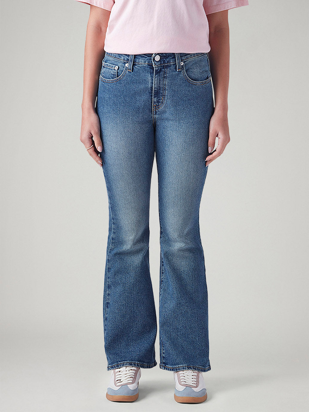 Women's 94 Blue Baggy Fit Mid Rise Jeans - Front View