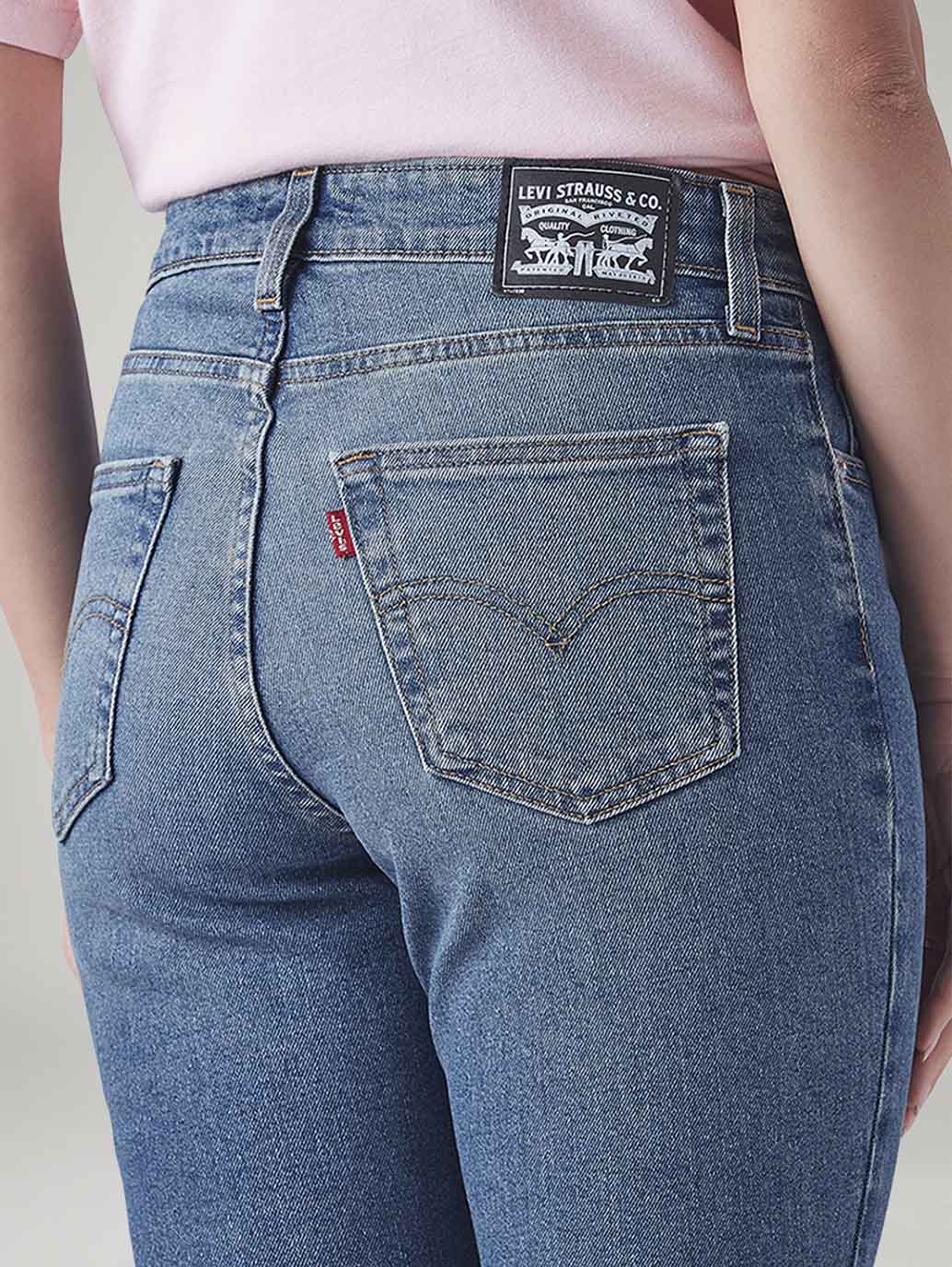 Women's 94 Blue Baggy Fit Mid Rise Jeans - Detail View