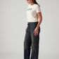 Women's 94 Dark Blue Baggy Fit Mid Rise Tinted Jeans - Side View