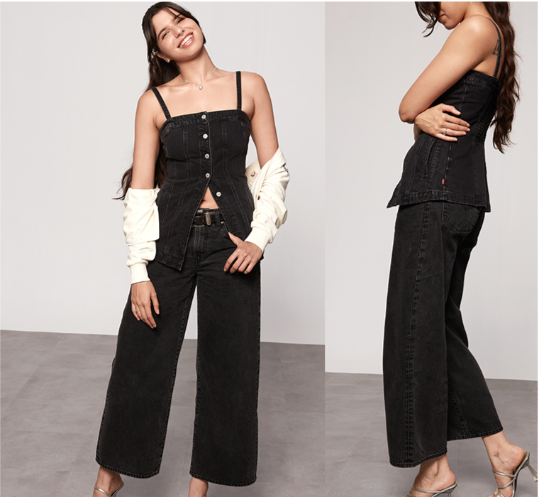 Women's Tailored Bustier Denim Top