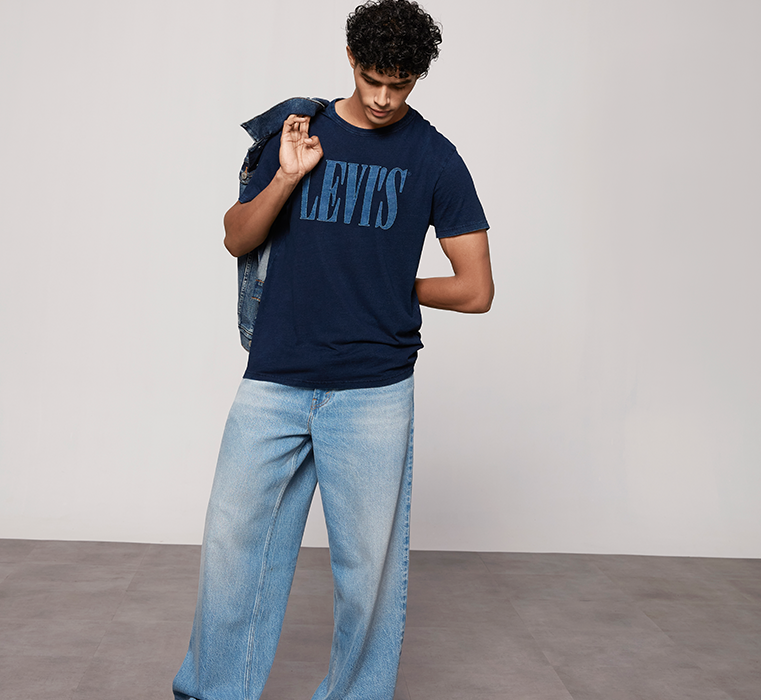 Men's Brand Logo Navy Crew Neck T-shirt