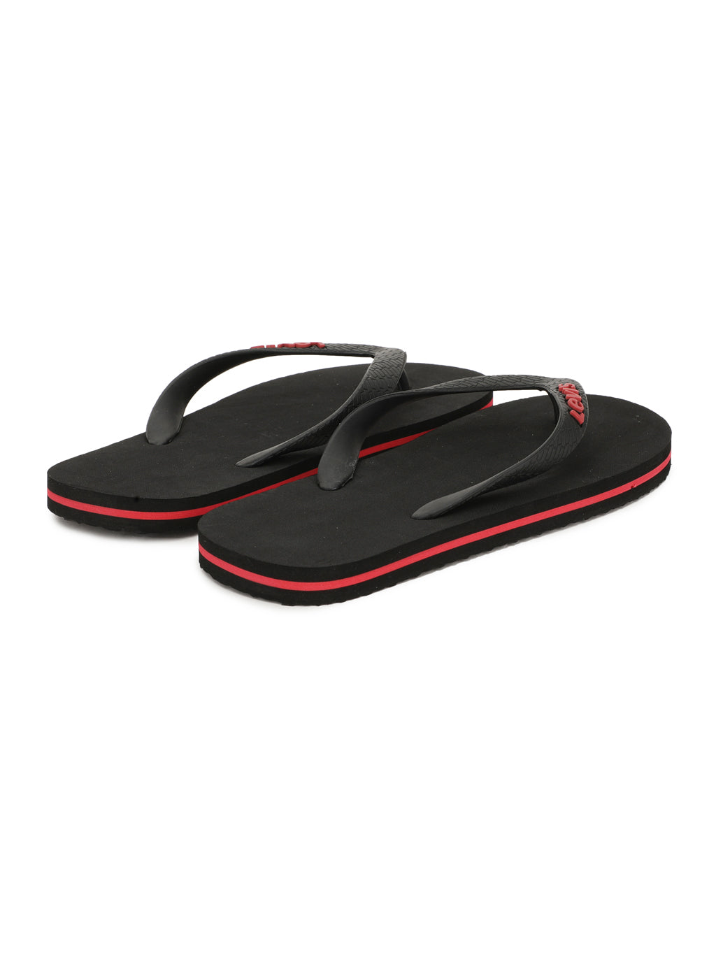 Men s Black Embossed Logo Flip Flops