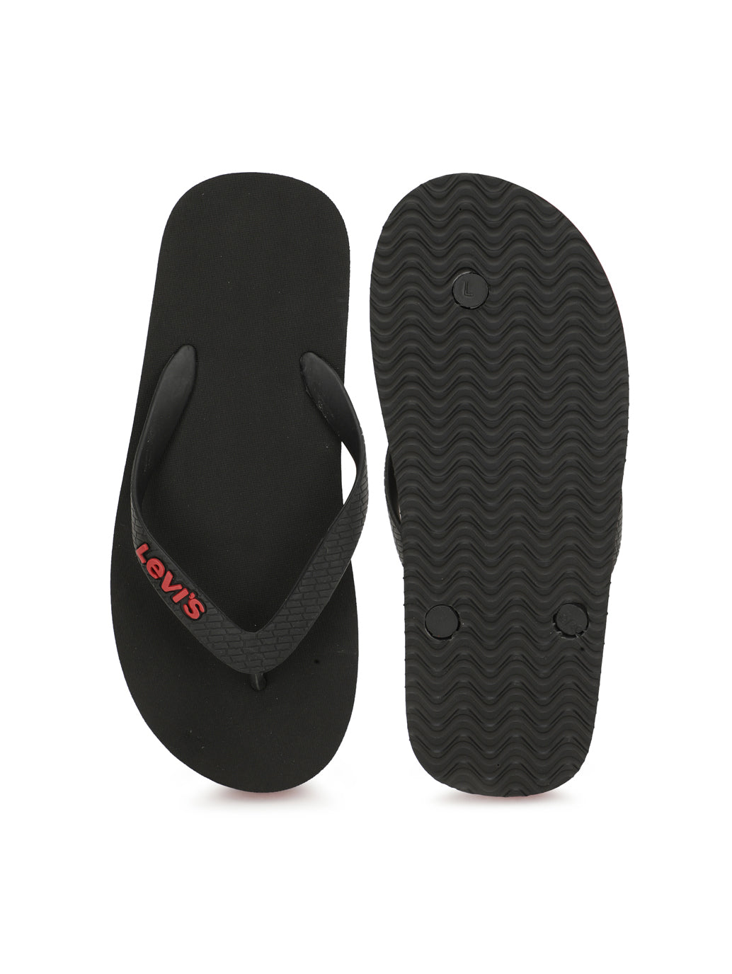 Men s Black Embossed Logo Flip Flops