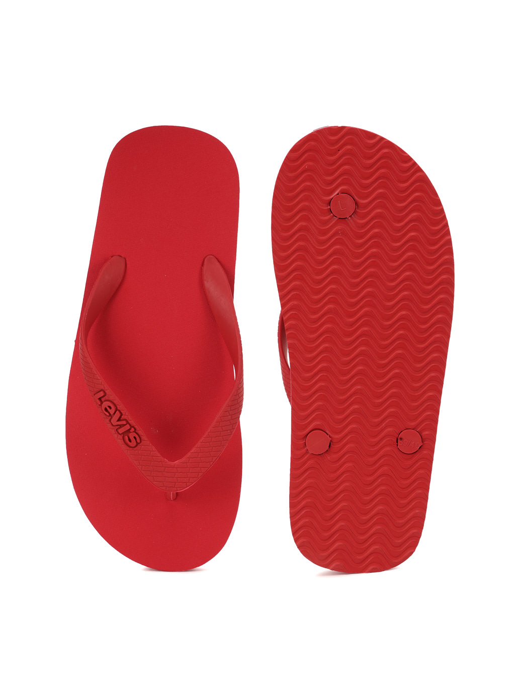 Men's Red Debossed Logo Solid Flip-Flops