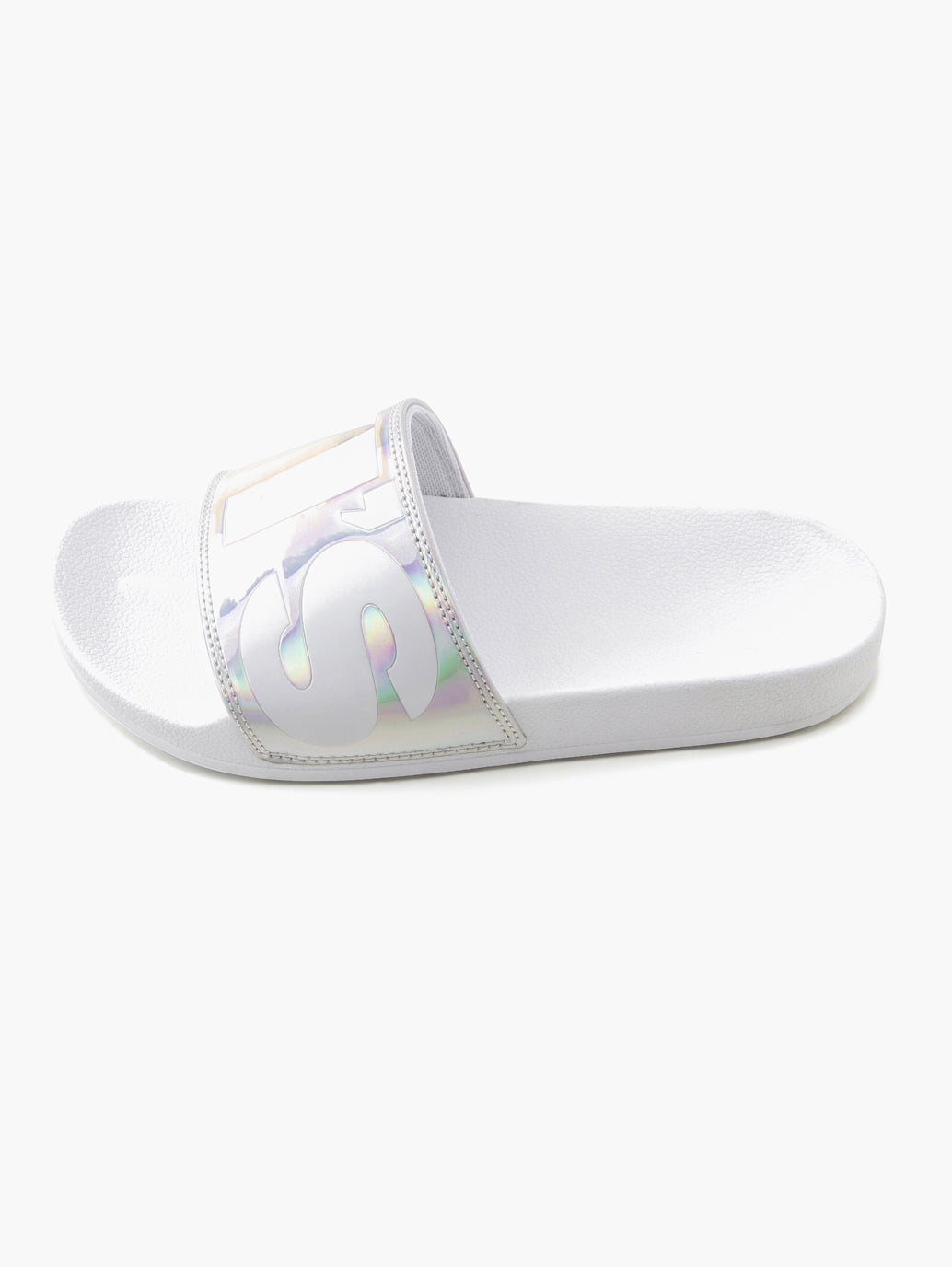 Women's White & Silver Casual Slides
