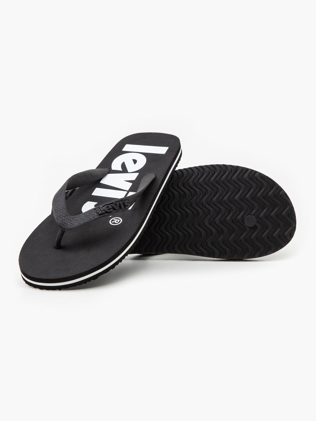 Men s Black Debossed Printed Logo Flip Flops