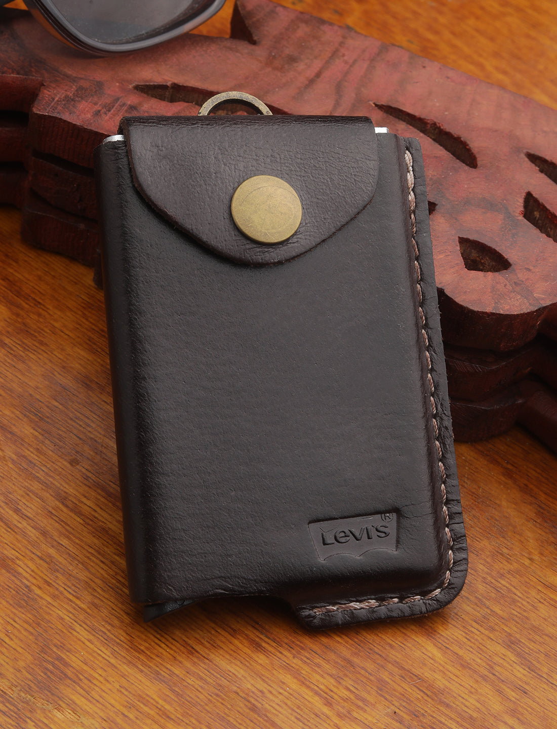 Men's Brown Solid Card Holder - 6087b021-8644-459c-8eea-7315f3584cbe View