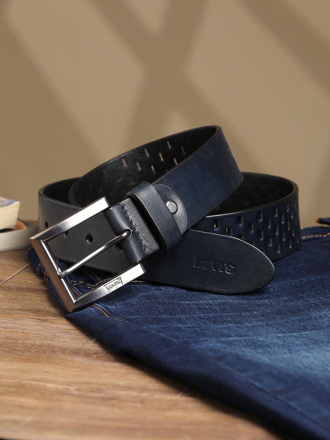 Men's Blue Textured Belt