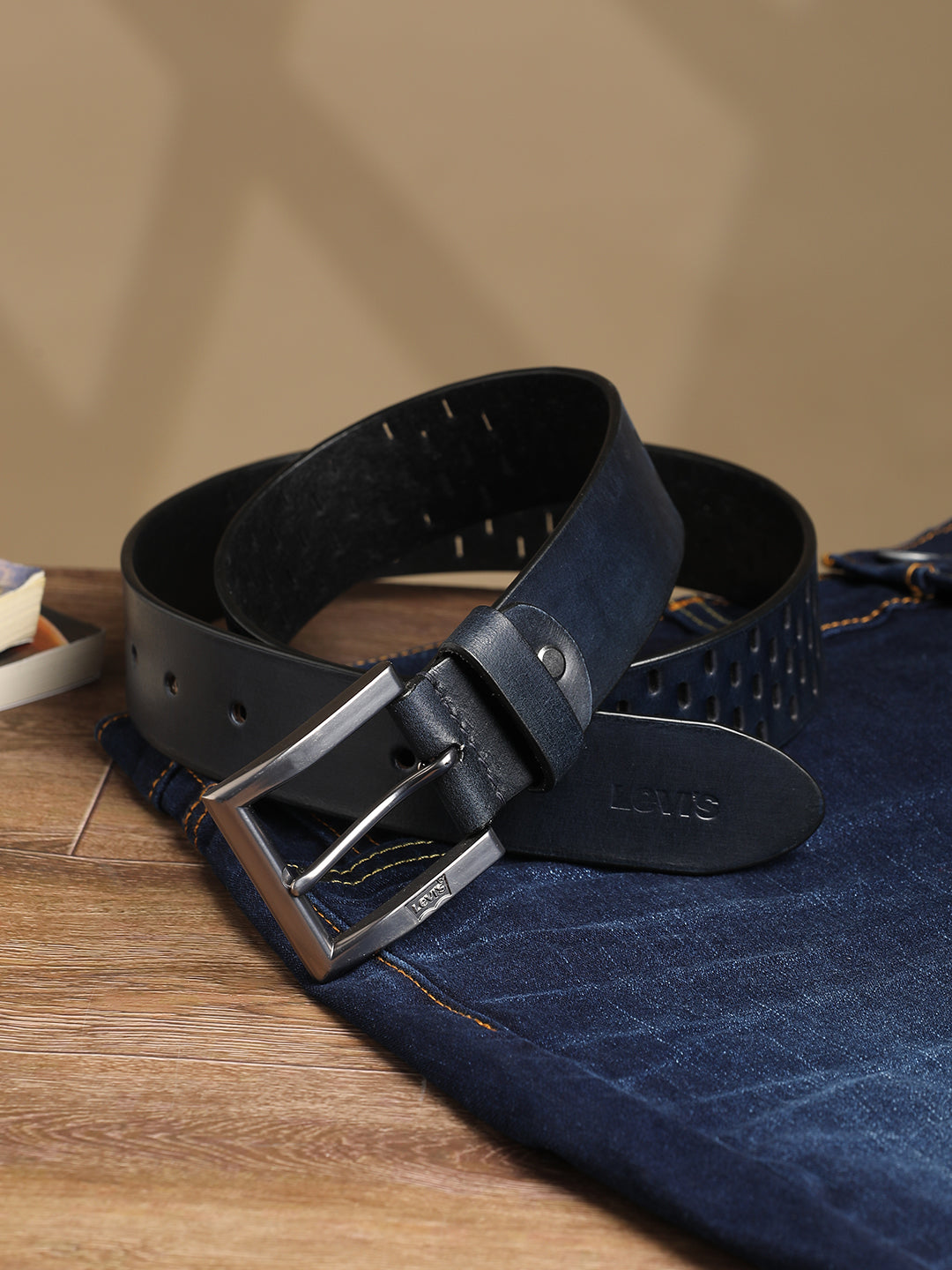 Men's Blue Textured Belt - 1 View