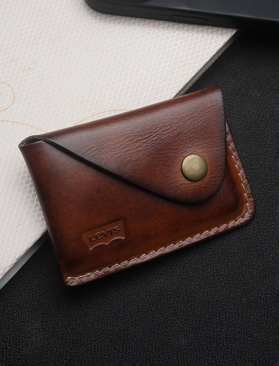 Men's Tan Solid Card Holder