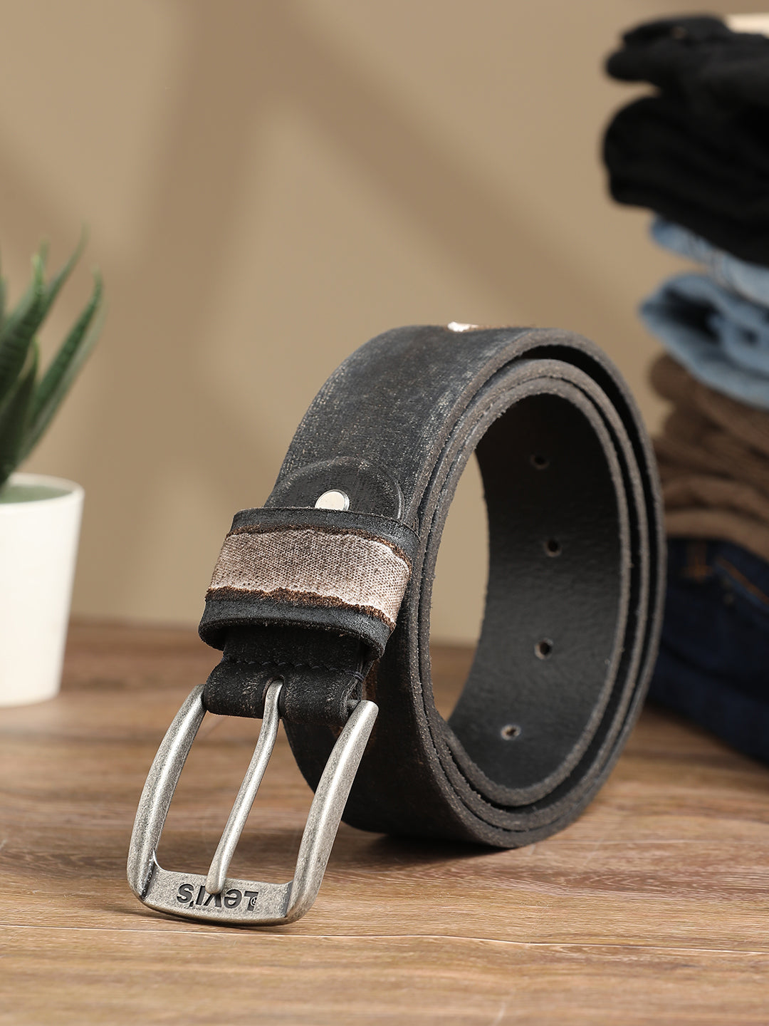 Men's Blue Textured Belt