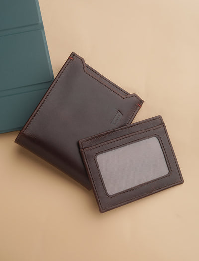 Men's Brown Solid Bi-Fold Wallet