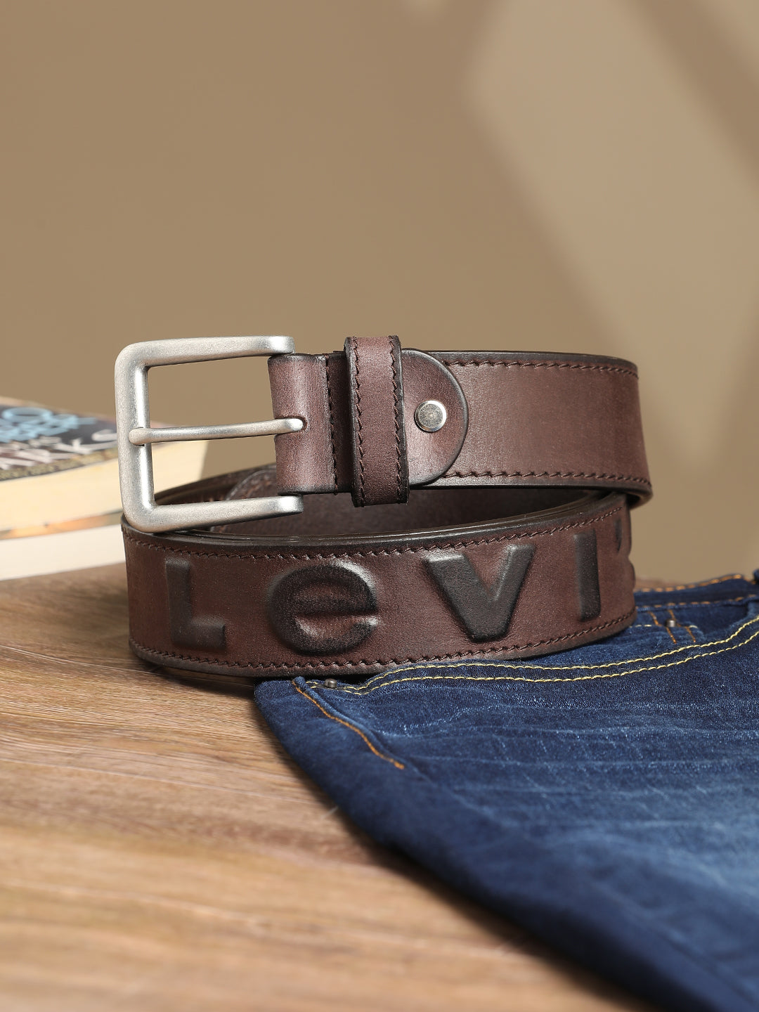 Men's Brown Textured Belt