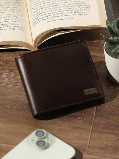 Men's Brown Solid Bi-Fold Wallet