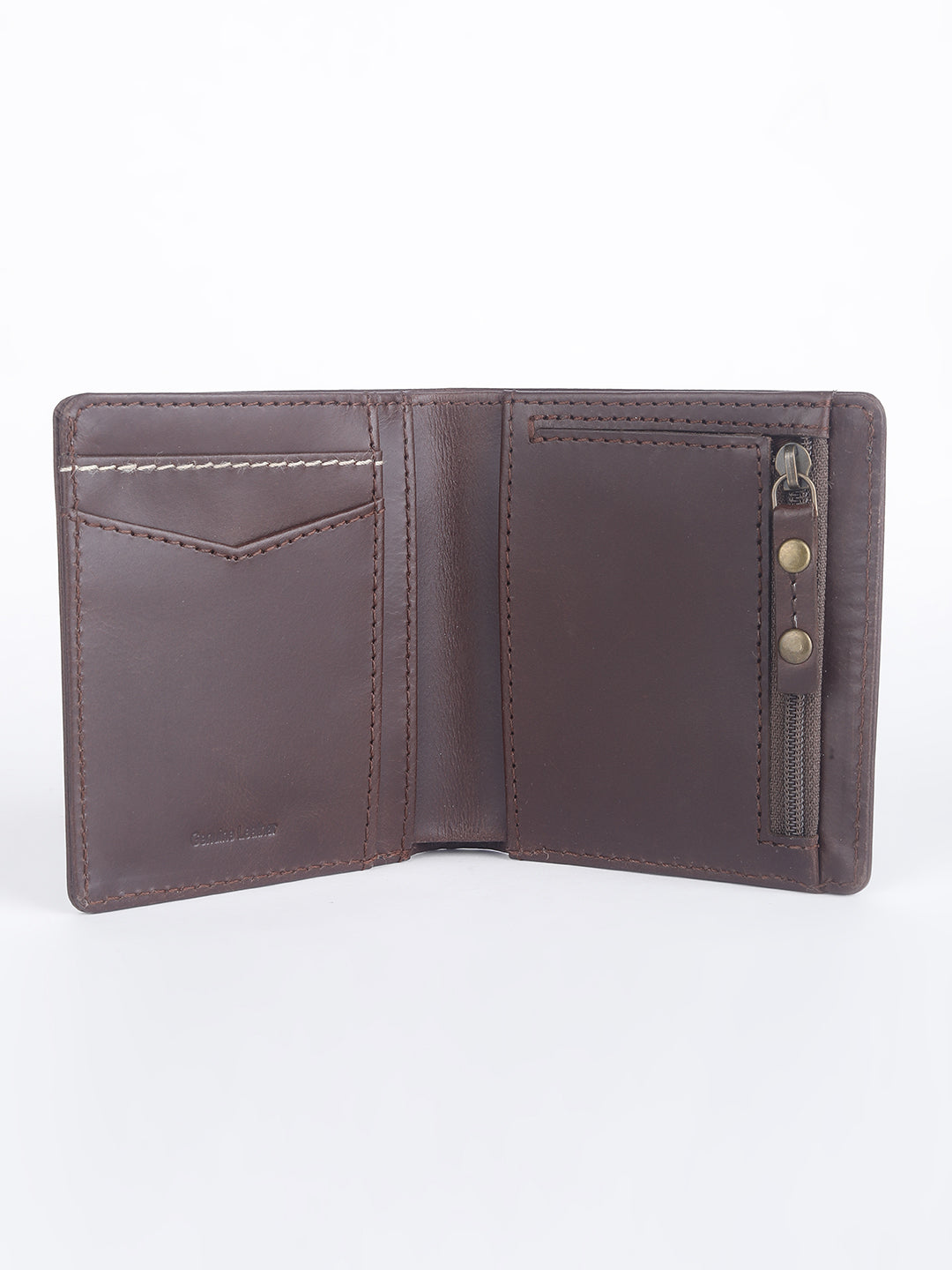 Men's Brown Solid Bi-Fold Wallet - 2 View