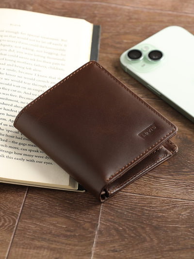 Men's Brown Solid Bi-Fold Wallet