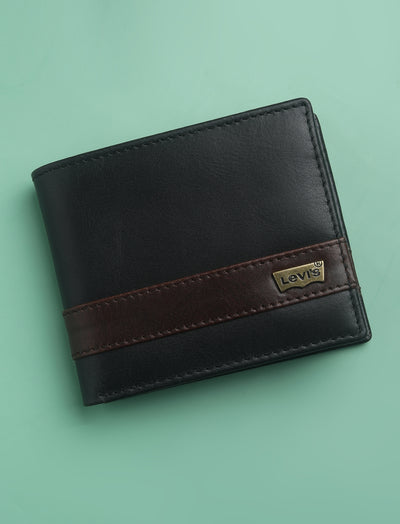 Men's Black Colorblock Bi-Fold Wallet