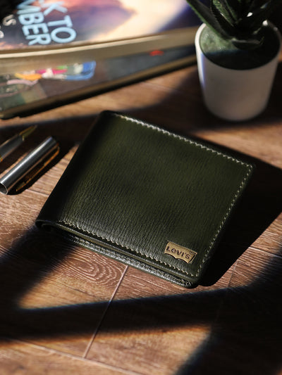 Men's Olive Solid Bi-Fold Wallet