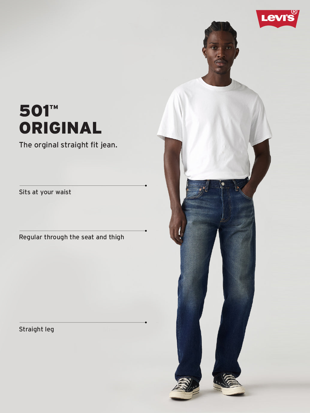 Men's 501 Black Straight Fit Mid Rise Jeans - 2f652c7e-2a90-4d1f-8542-59e76bc770f0 View