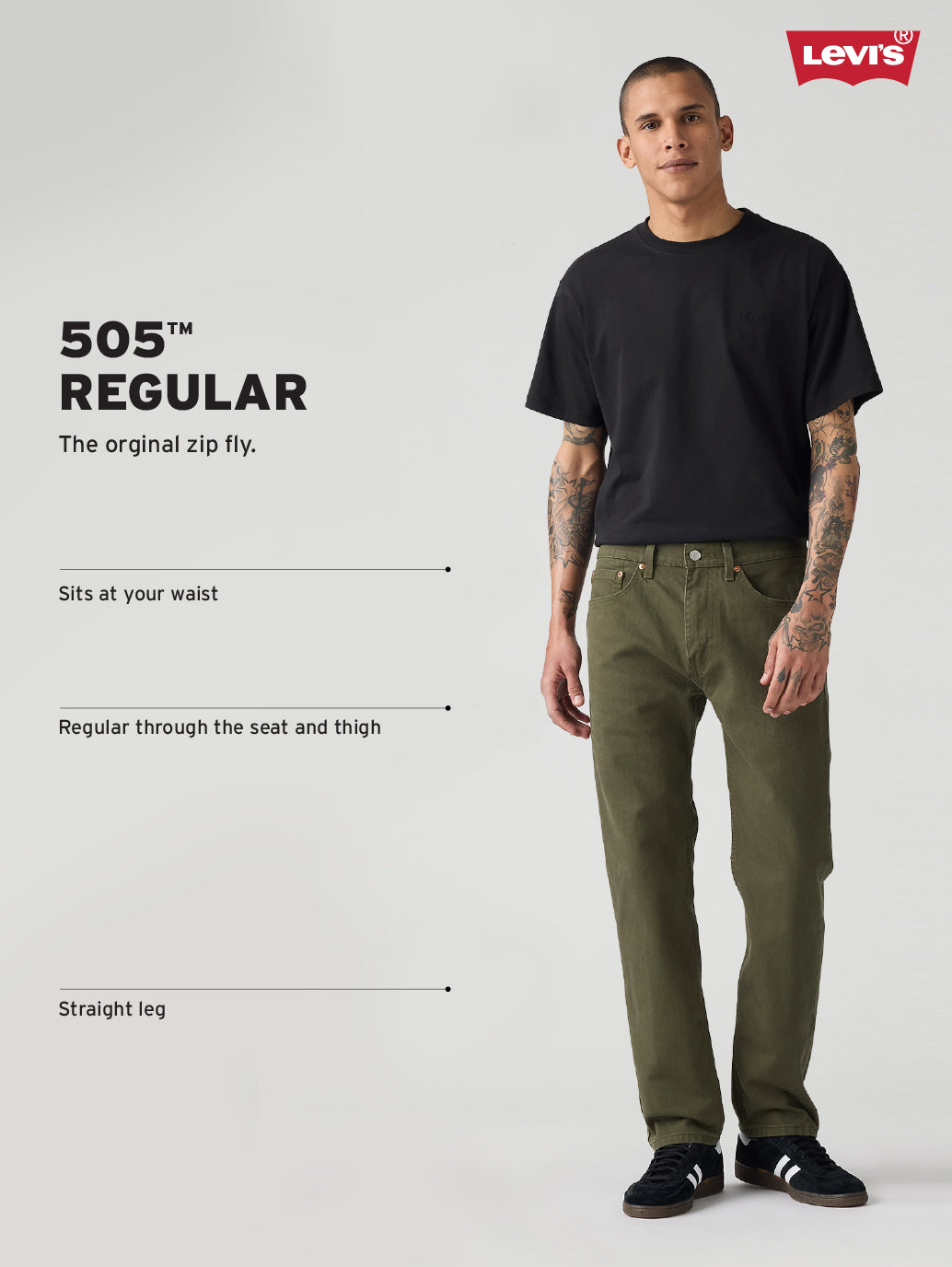 Men's 505 Black Straight Fit Mid Rise Jeans - f883d52e-0964-4962-bf77-ed6c84edbc62 View