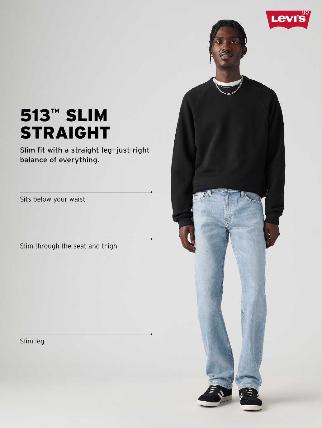 Men's 513 Grey Slim Straight Fit Mid Rise Jeans - 22c768f1-b599-4296-b973-bbe945cb8db7 View