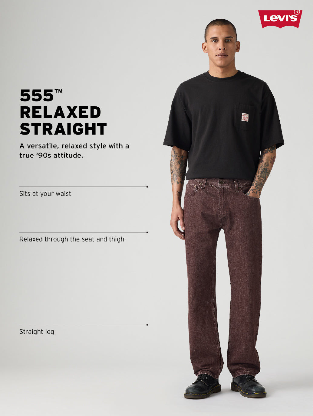 Men's 555 Dark Blue Relaxed Straight Fit Mid Rise Jeans - fd66aadd-0b37-4beb-a2b3-784ee26da1e5 View