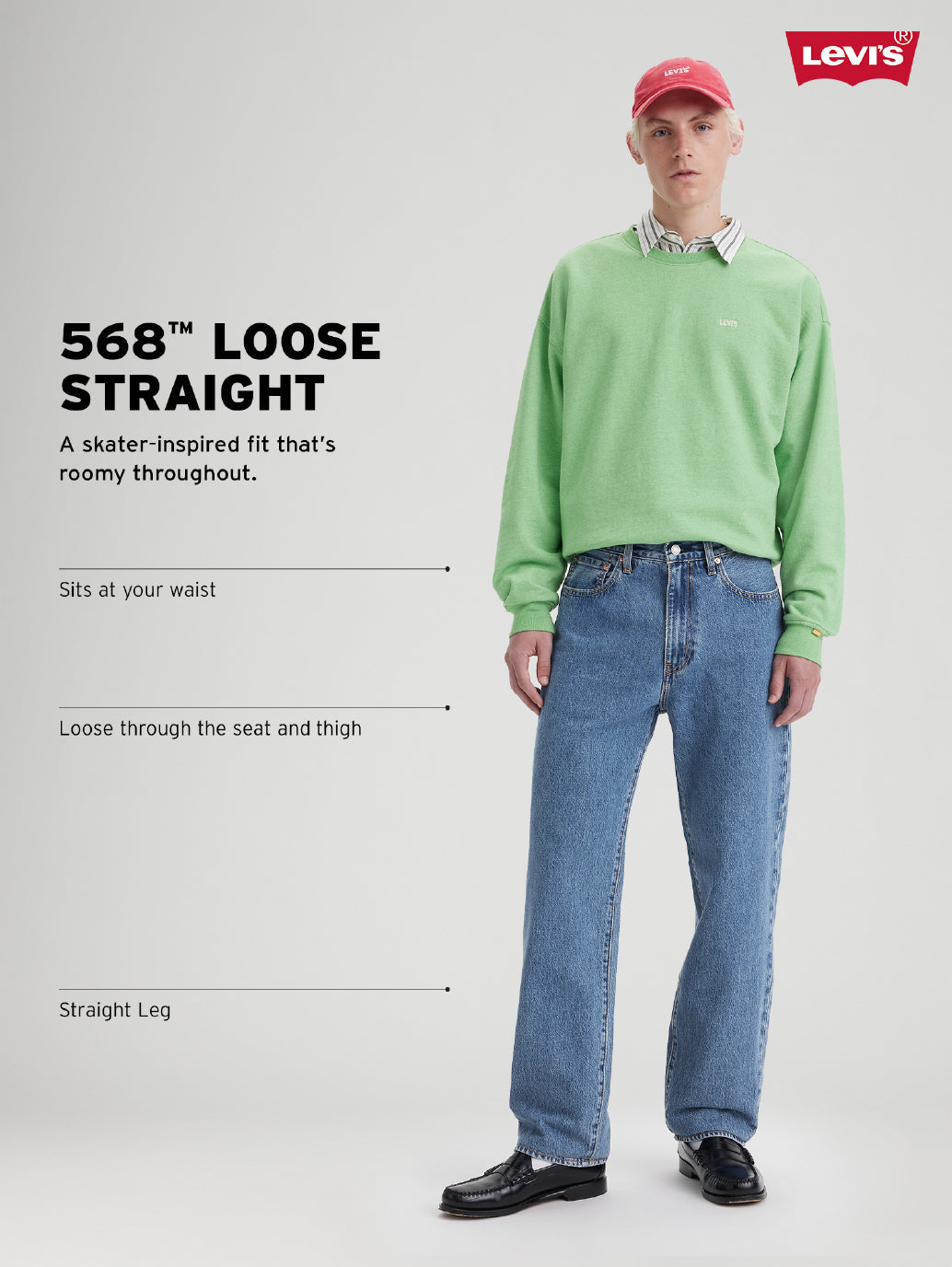 Men's 568 Light Indigo Loose Fit Mid Rise Jeans - 215fcf4c-af7c-4bd8-b564-021dbbb800b4 View