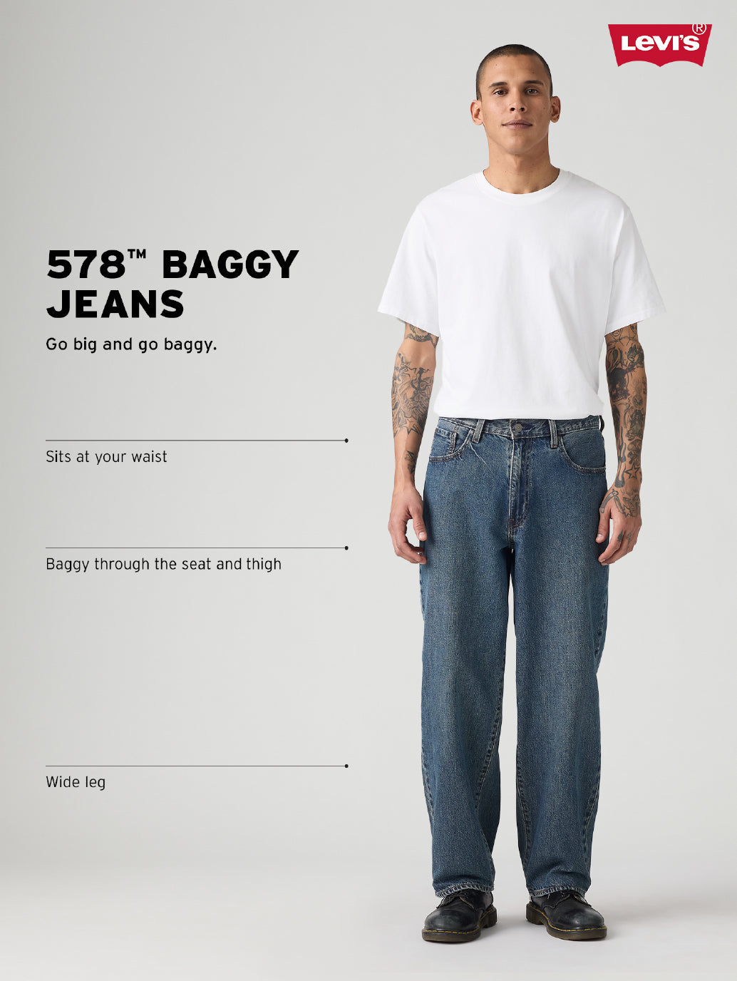 Men's 578 Blue Baggy Fit Mid Rise Jeans - d79f93a1-9bc3-460b-8a07-2fa3186683f5 View