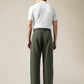 Men's Olive Green Wide Leg Fit Mid Rise Chinos - Back View