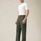 Men's Olive Green Wide Leg Fit Mid Rise Chinos - Side View