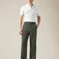 Men's Olive Green Wide Leg Fit Mid Rise Chinos - Front View